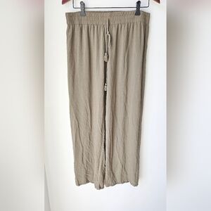 BeBop Casual Relax Khaki Green Rayon Wide-Leg Pants Size L